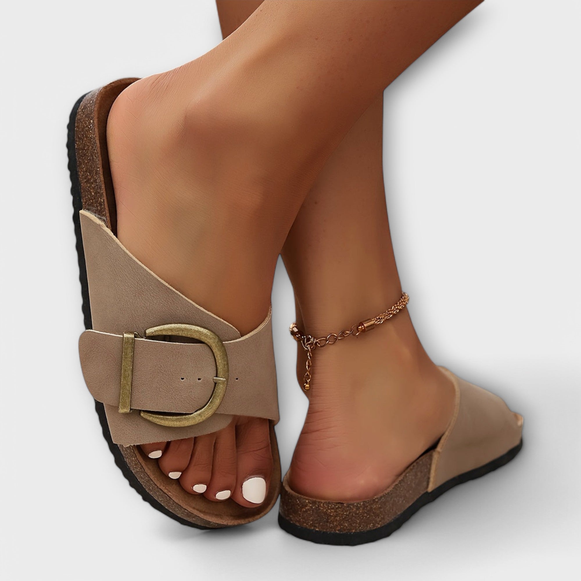Margie – Women’s Cork Sandals with Buckle Strap