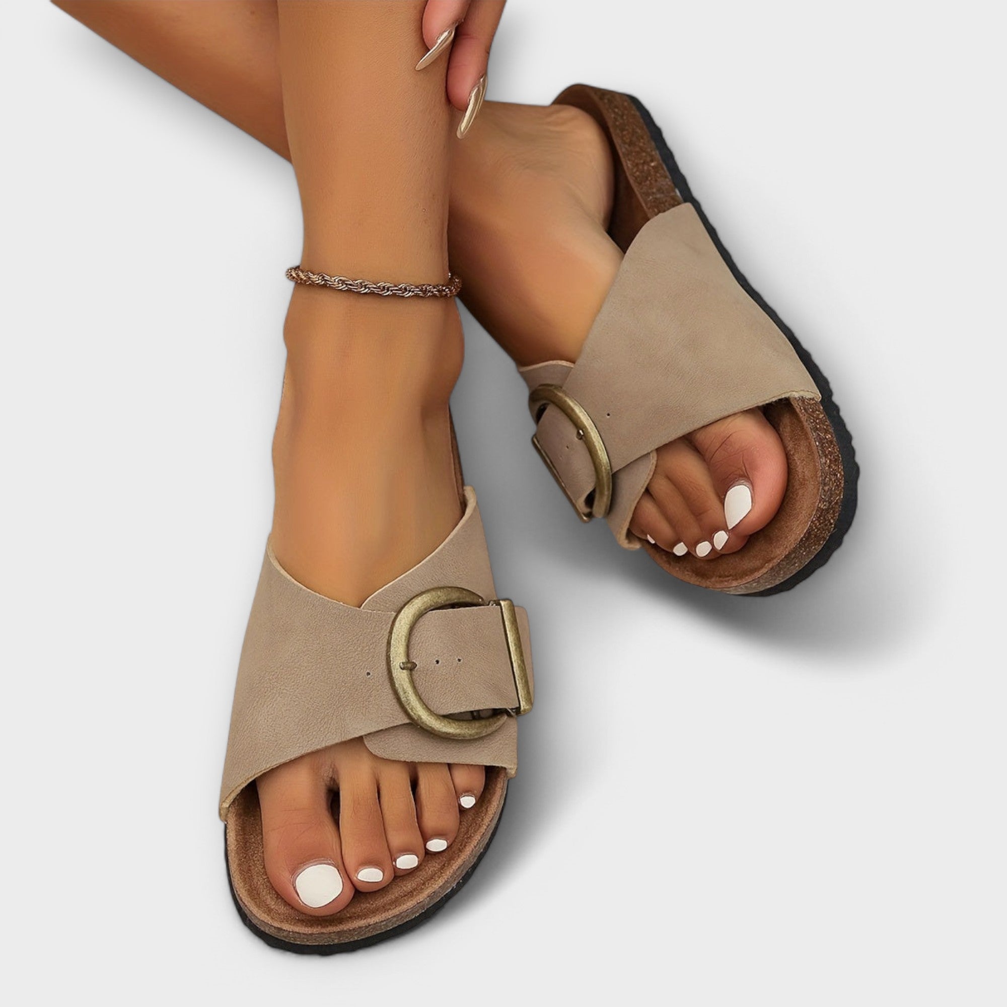 Margie – Women’s Cork Sandals with Buckle Strap