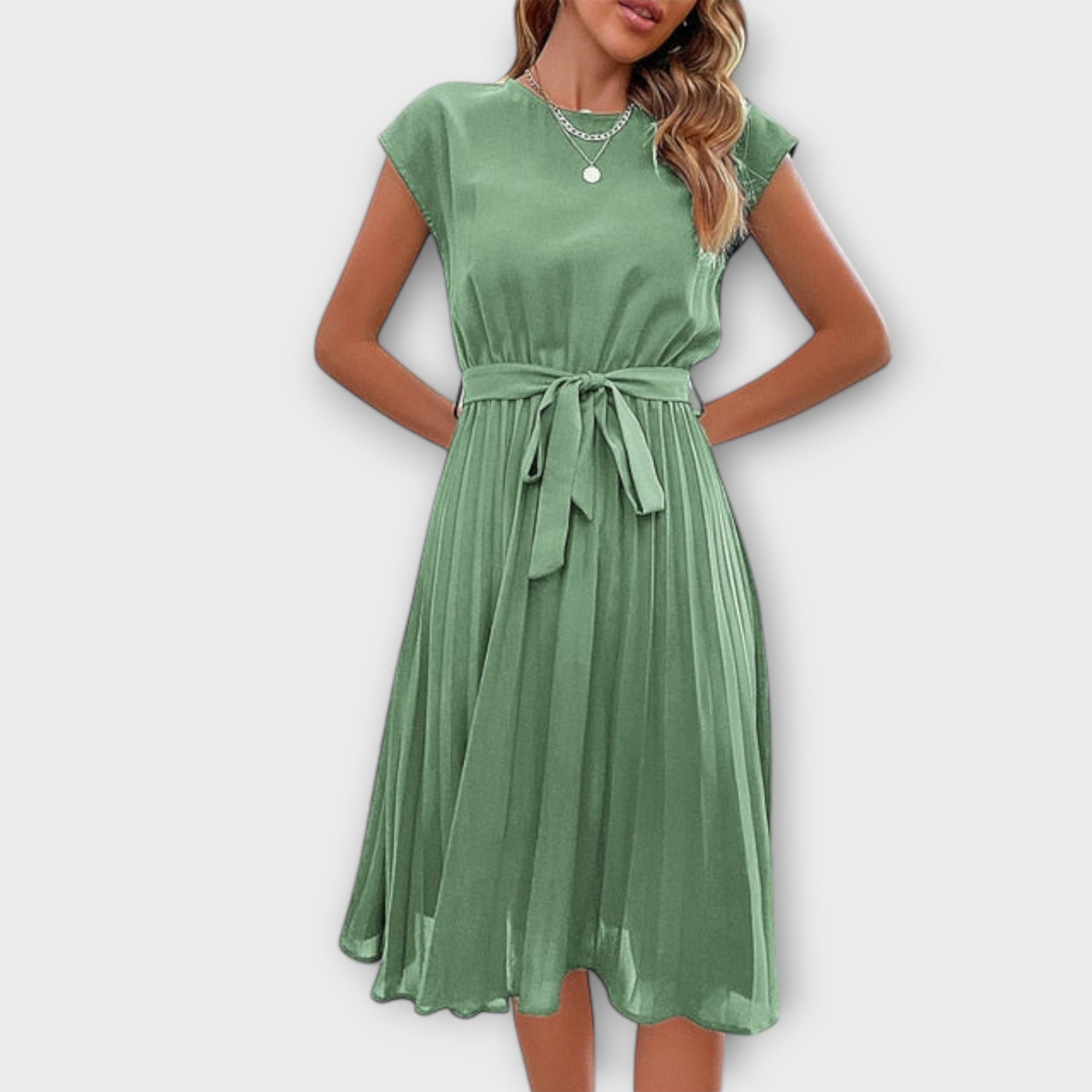 Pleated Casual Midi Dress