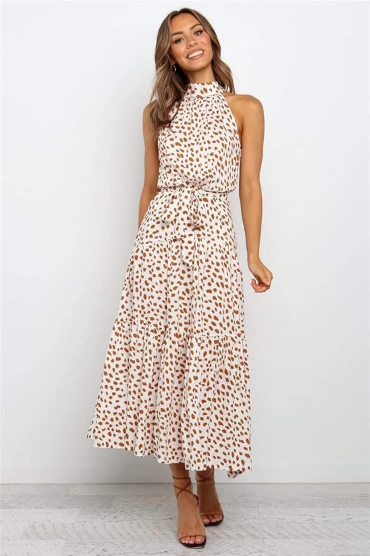 Polka Dot Halter Midi Sundress