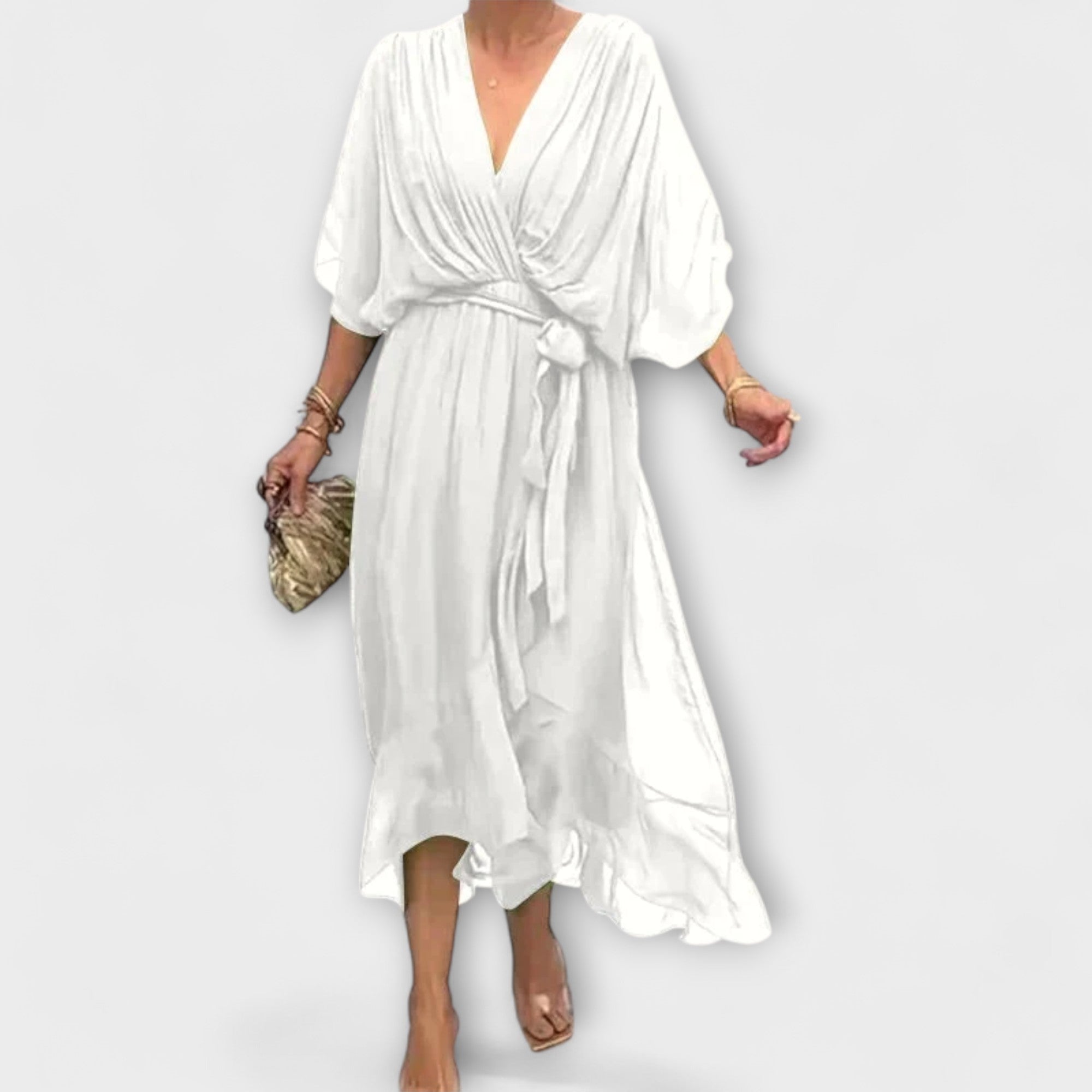 Chiffon Dress with V-Neck