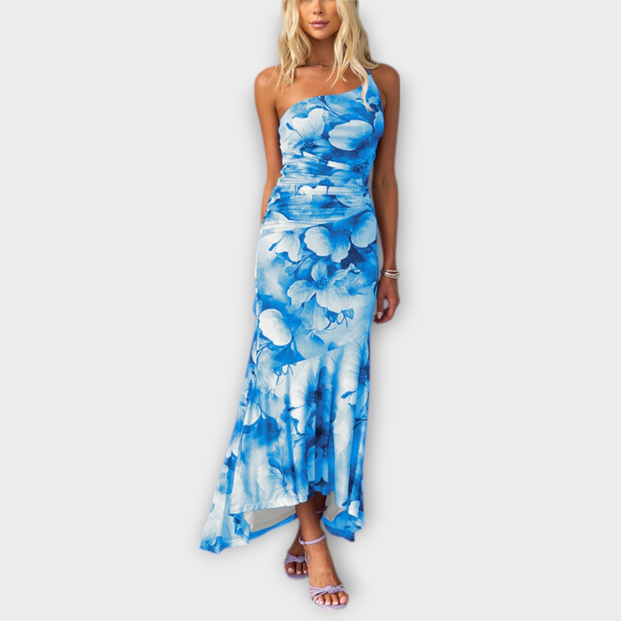 Pia – One-Sided Ruched Maxi Dress