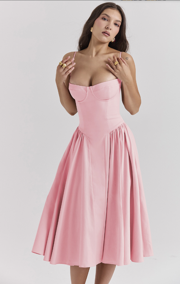 Nina | Sleeveless Corset Midi Dress