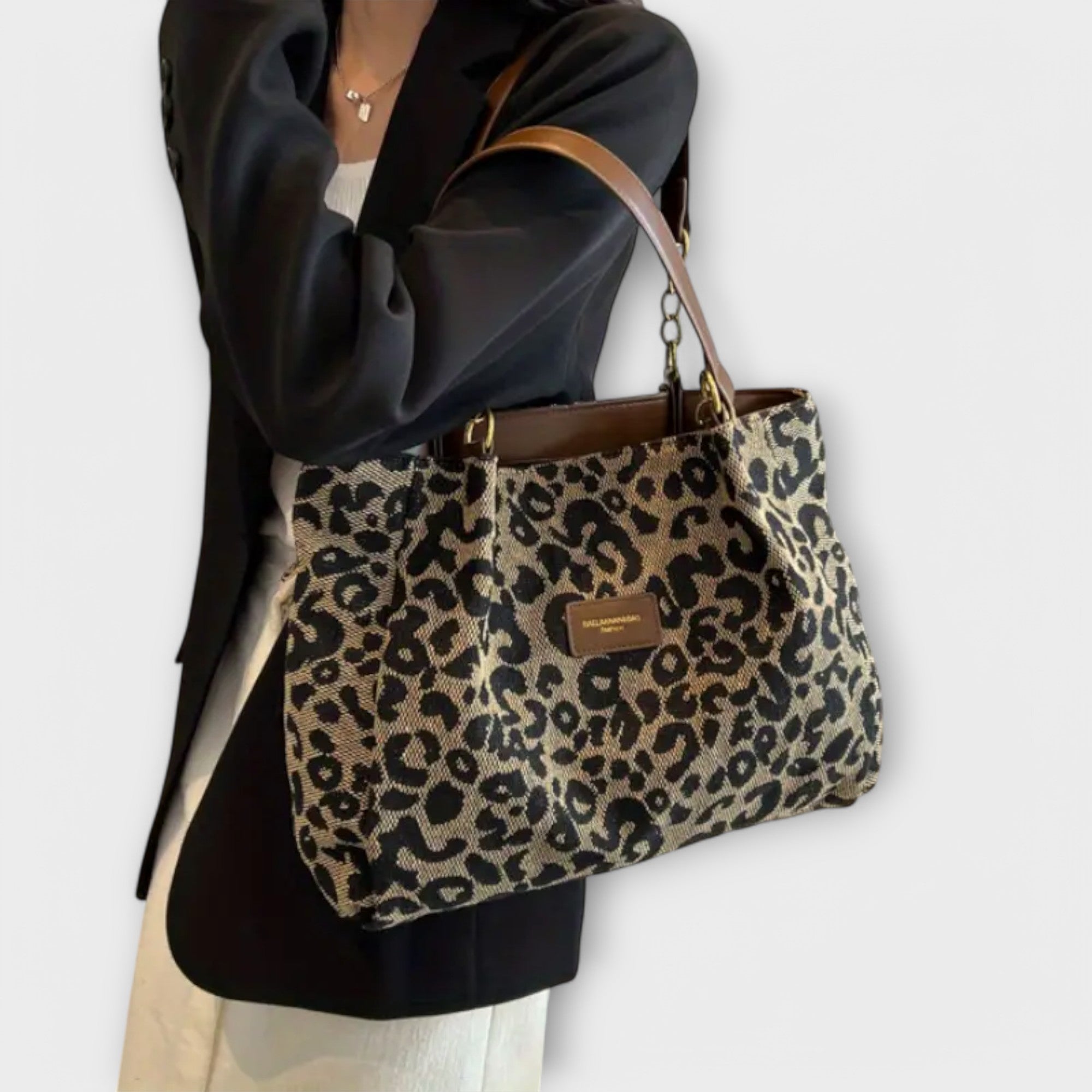 Leopard Print Canvas Tote Bag