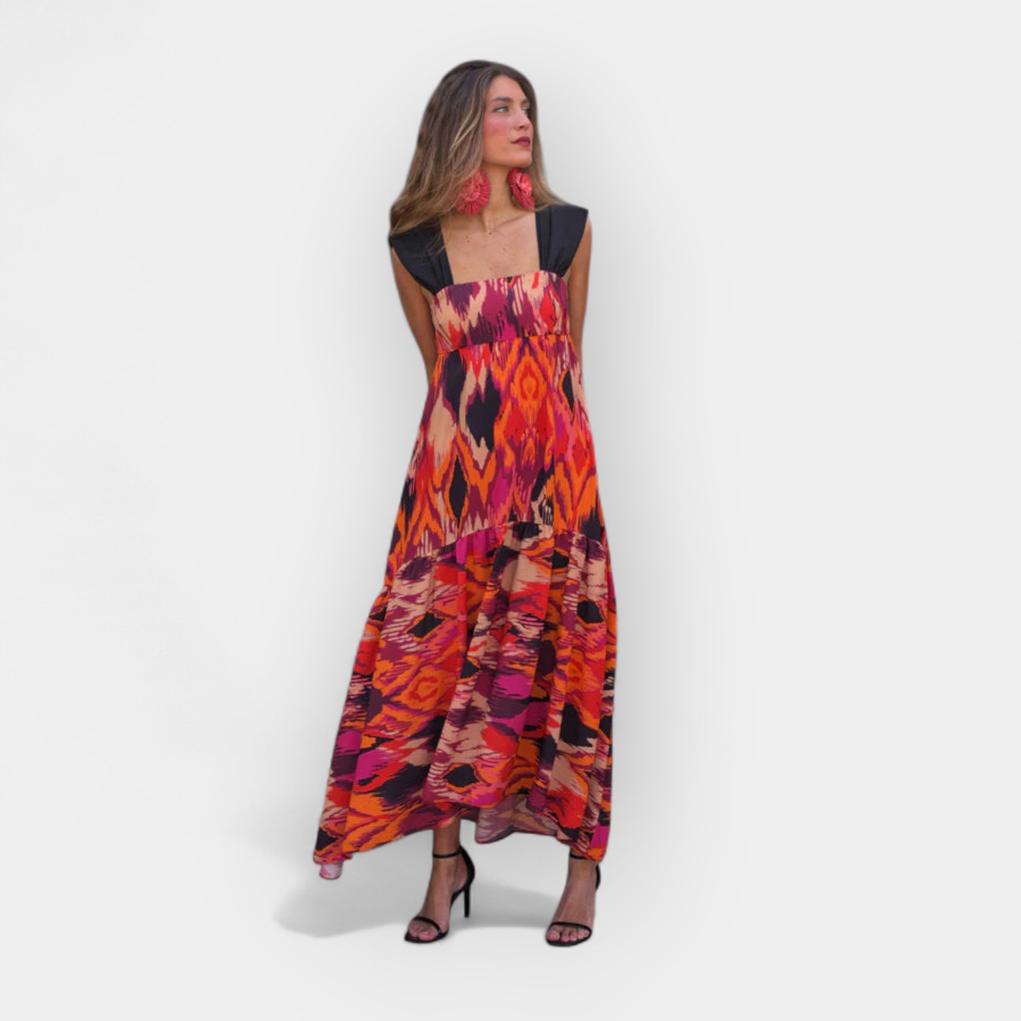 Asymmetric Maxi Dress with Print