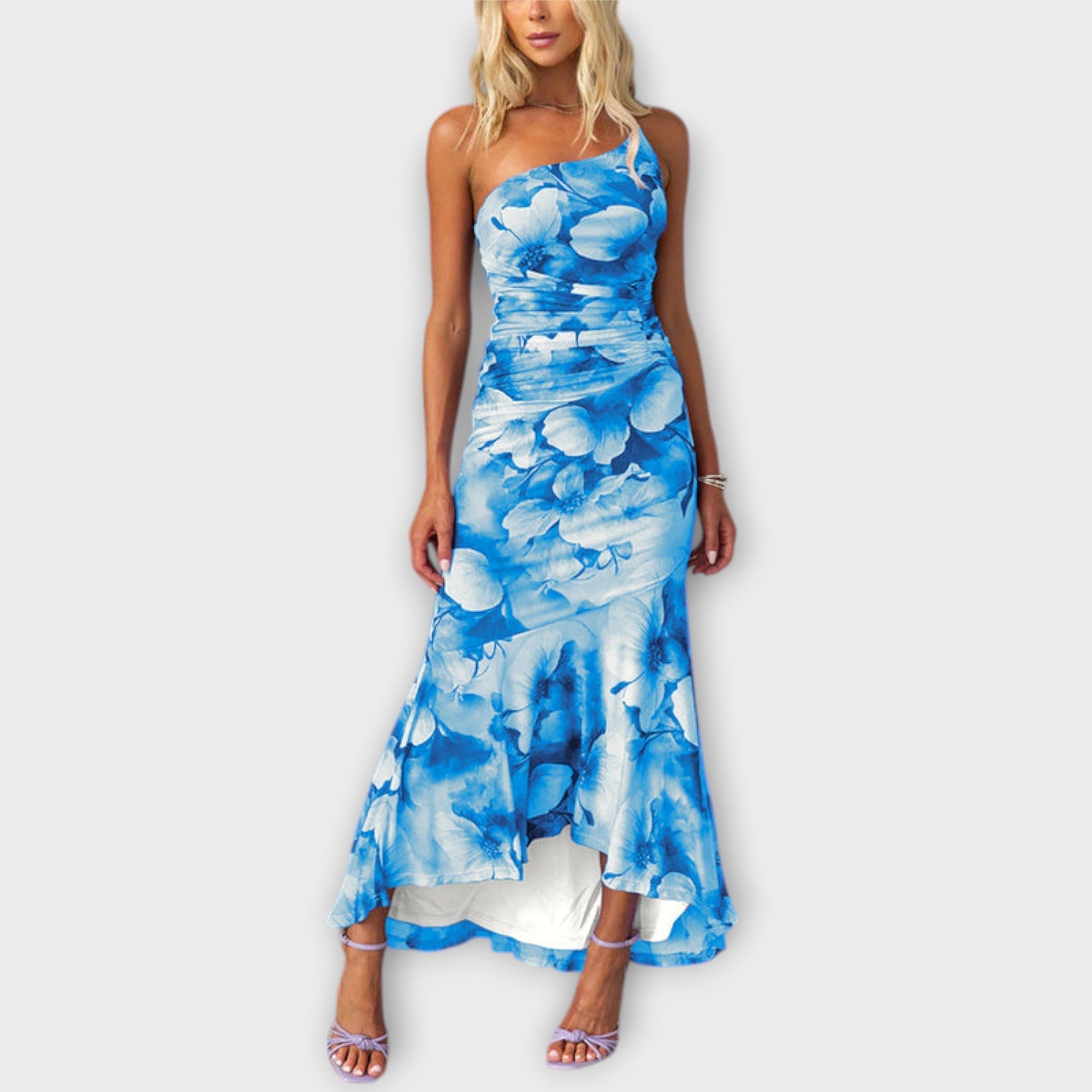 Pia – One-Sided Ruched Maxi Dress