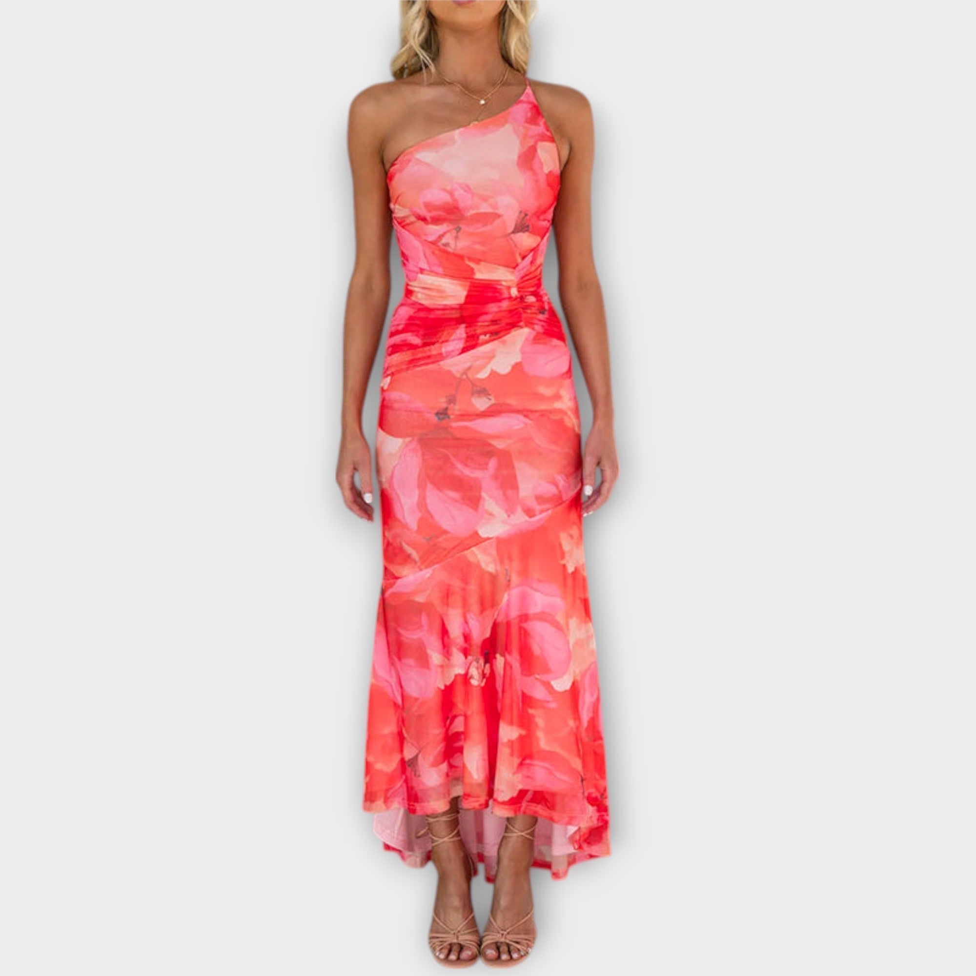 Pia – One-Sided Ruched Maxi Dress