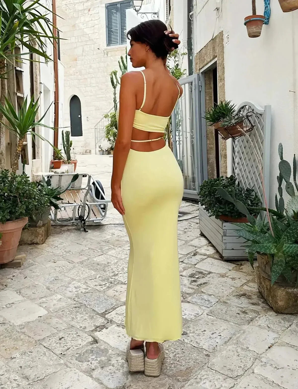 Backless Bodycon Maxi Dress For Evening Events