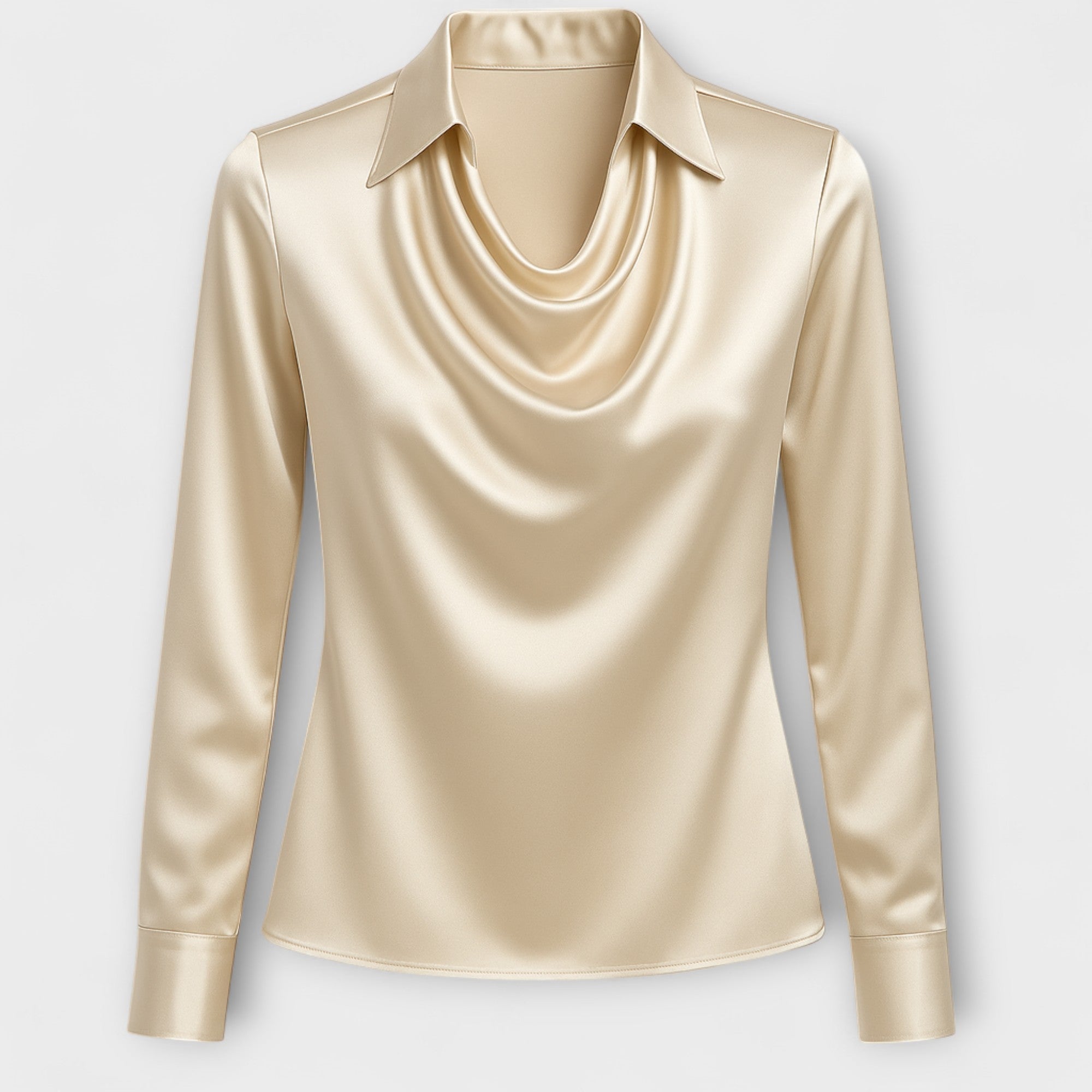 Shiny Top with Pleated Collar