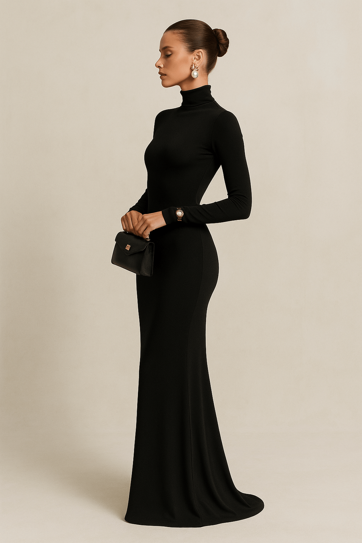 Long‑Sleeve Turtleneck Maxi Dress