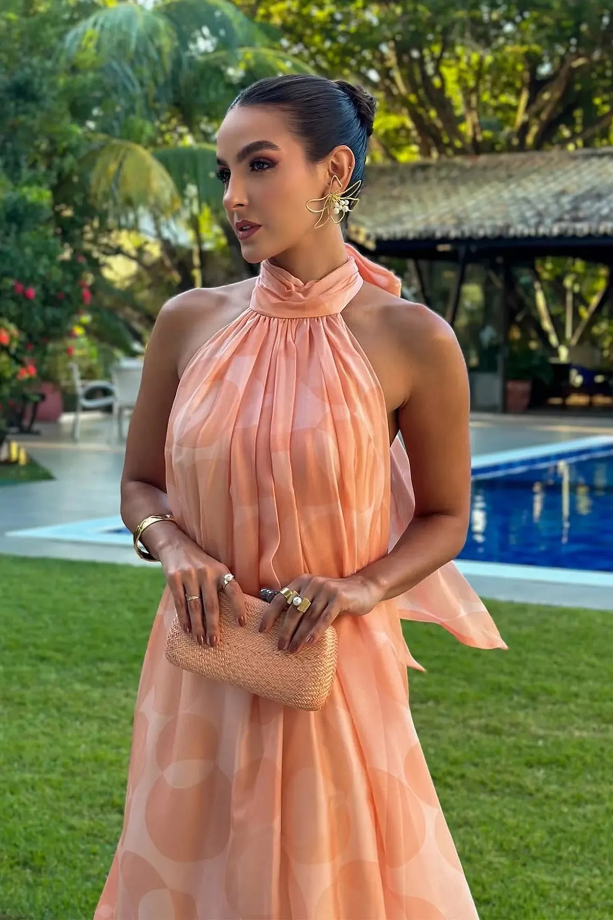 Printed Halter Neck Maxi Dress