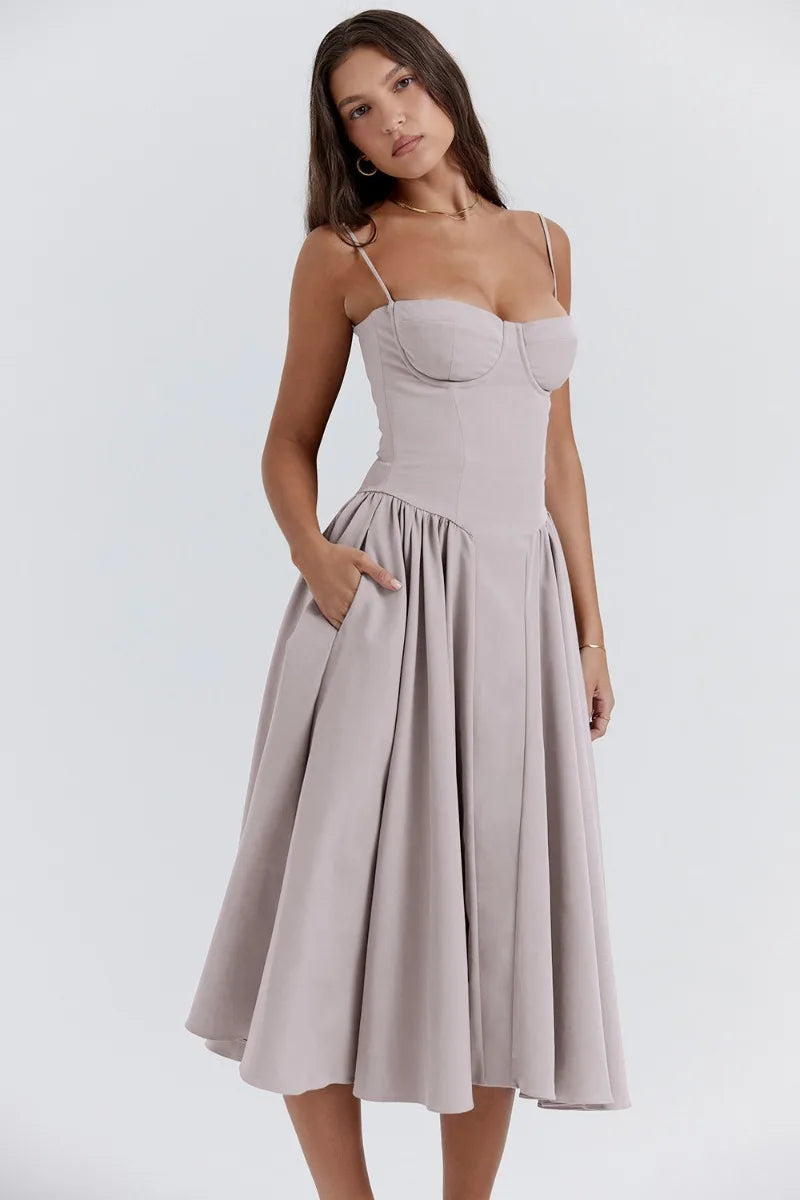 Nina | Sleeveless Corset Midi Dress