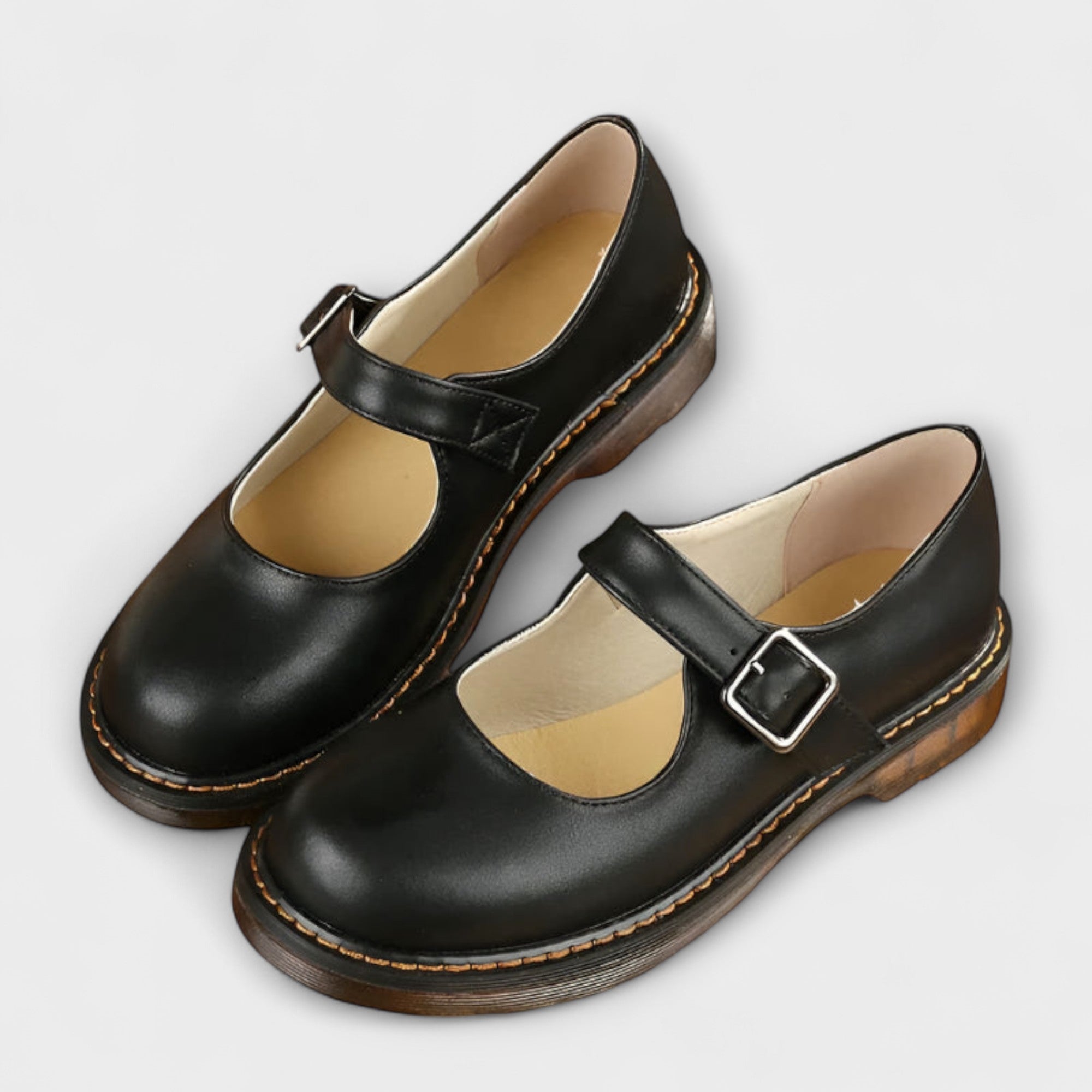Women’s Vintage Mary Jane Shoes – Classic Leather Design with Strap