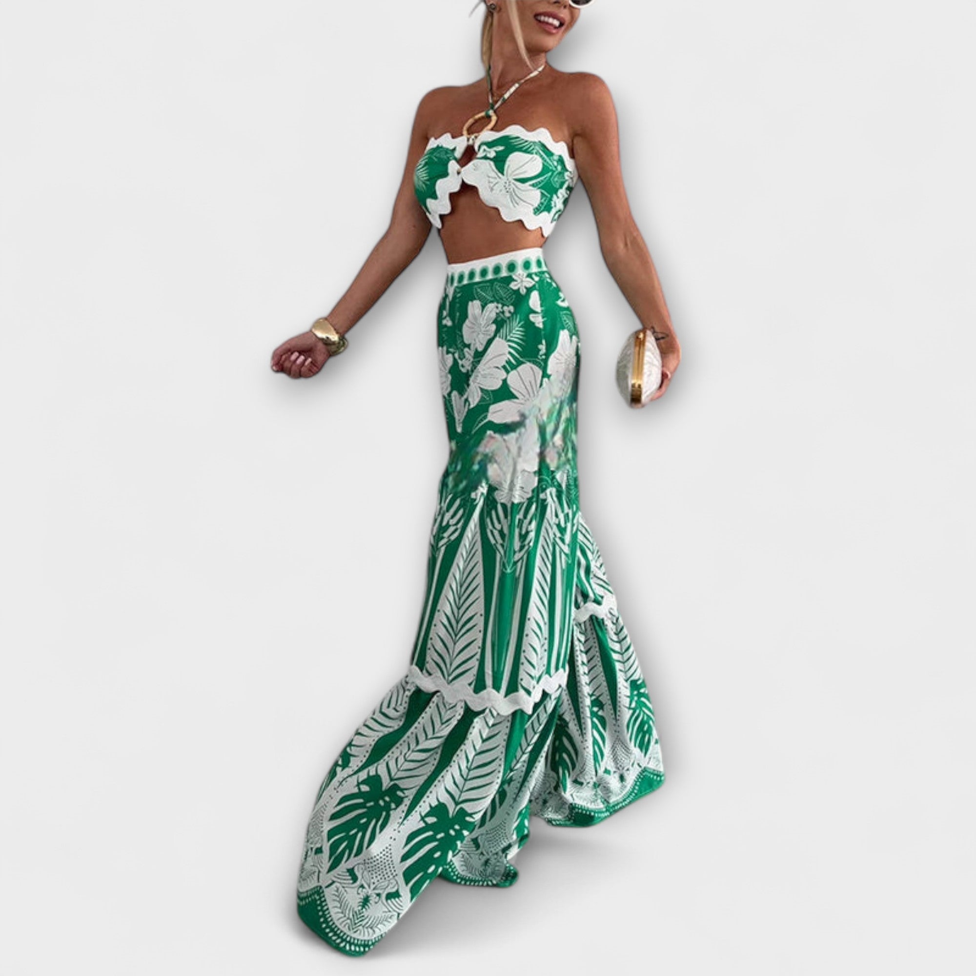 Cassie Ric Rac Trim Halter Ring Set